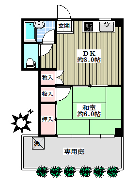 丸田ビル 1階 1DKの間取り