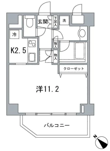 ダイナシティ文京根津 4階 1Kの間取り