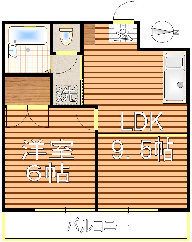 サンローズ田端 3階 1LDKの間取り