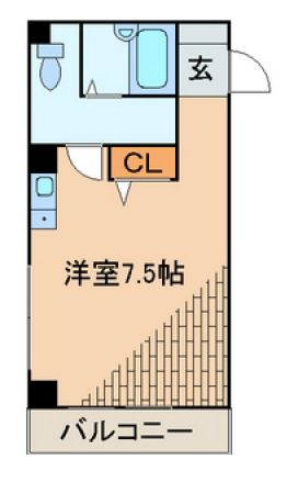 ブルーへブン 2階 1Rの間取り