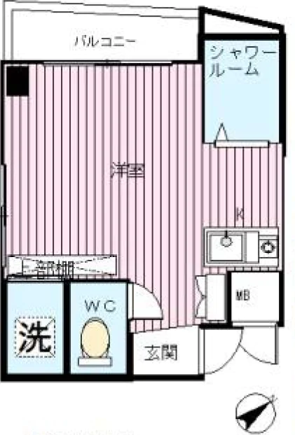 太田紙興5号ビル 5階 1Kの間取り