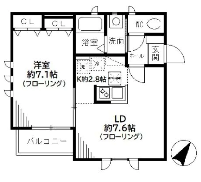 ドルフベルク大塚 1階 1LDKの間取り