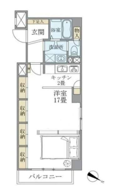 シティハイツ根津 3階 1Kの間取り