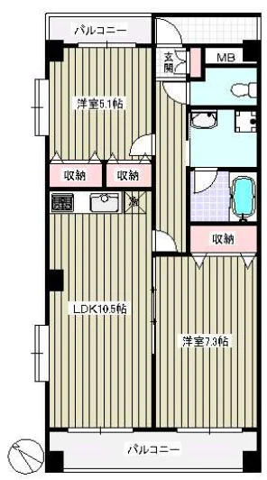 ウエストウッドマンション 1階 2LDKの間取り