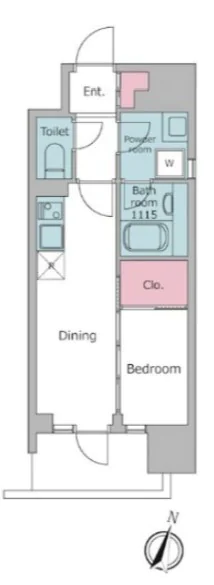 【築浅】デュオフラッツ飯田橋EAST（DUO FLATS Iidabashi EAST） 7階 1DKの間取り