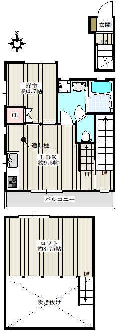 アリエール文京千石 2階 1LDKの間取り