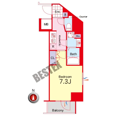 Ｂｒｉｓａ本郷真砂 2階 1Kの間取り