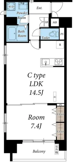 リブリ・グラン関口 4階 1LDKの間取り