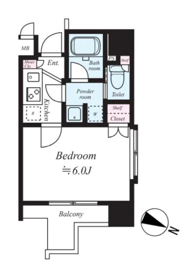 パレステュディオ本郷後楽園 4階 1Kの間取り