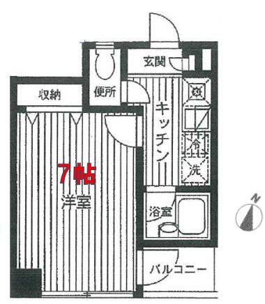 クレスト本郷 2階 1Kの間取り