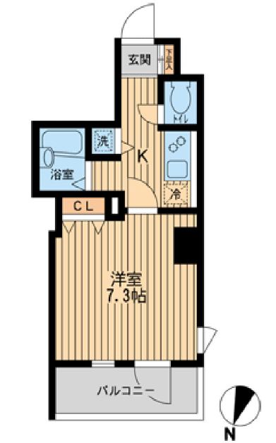 プライムアーバン本郷壱岐坂 7階 1Kの間取り