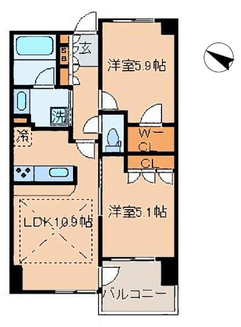 コンフォルテハイム本駒込 14階 2LDKの間取り