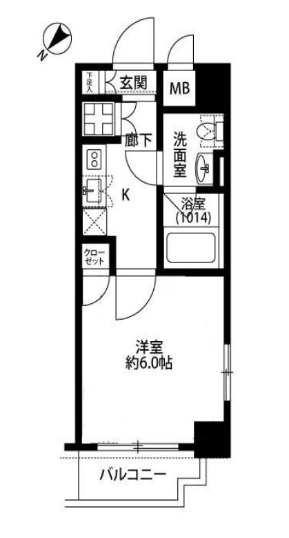 プレール・ドゥーク文京茗荷谷 6階 1Kの間取り