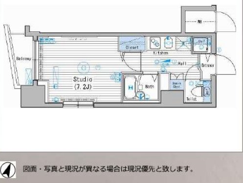 グランド・ガーラ新宿 3階 1Kの間取り