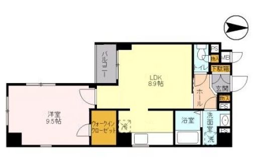 グローセインゼル湯島 7階 1LDKの間取り
