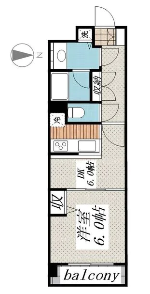 コスモ小石川 2階 1DKの間取り