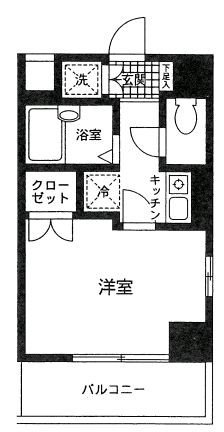 エクセリア茗荷谷 5階 1Kの間取り