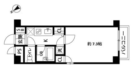 サンテミリオン小石川後楽園 4階 1Kの間取り