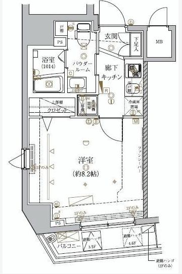 クレイシア文京春日 6階 1Kの間取り