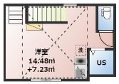 【築浅】flat Q(フラットキュー) 2階 1Rの間取り