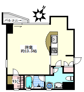 ヒルトップ壱岐坂 3階 1Rの間取り