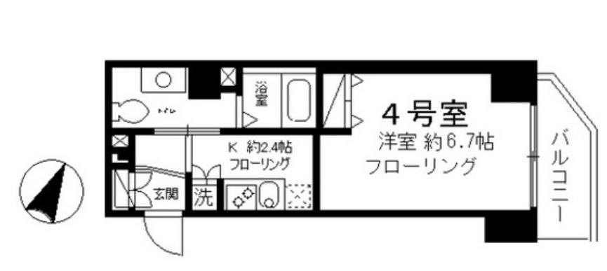 南大塚パレス 7階 1Kの間取り