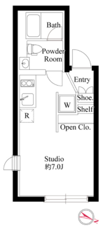 【築浅】PASEO白山Ⅱ 3階 1Rの間取り
