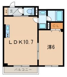 フォリア本郷 3階 1LDKの間取り