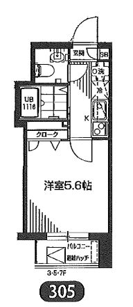 グランアセット早稲田 3階 1Kの間取り