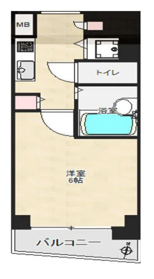 スカイコート後楽園WEST 3階 1Kの間取り