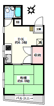 森川ビル 2階 1DKの間取り