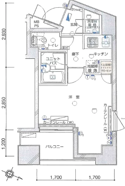 プロフ文京大塚 3階 1Kの間取り