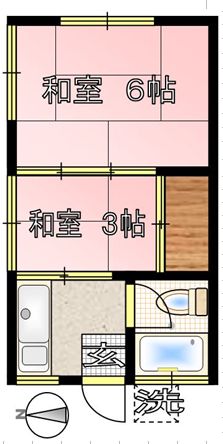 小玉荘 2階 2Kの間取り