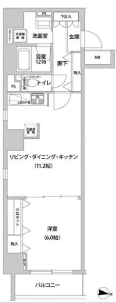 ドミール青柳 2階 1LDKの間取り