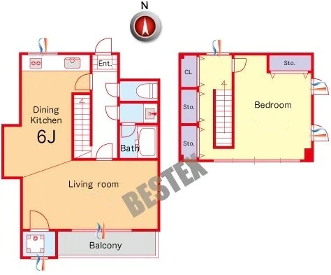 ムトウビル 7階 1LDKの間取り