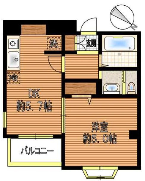 アストラル白山 2階 1DKの間取り
