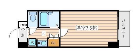 エクセリア文京池之端 2階 1Kの間取り