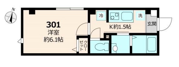 【築浅】ＴＲＭ本郷真砂 3階 1Kの間取り