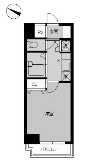 スカイコート後楽園壱番館 3階 1Kの間取り