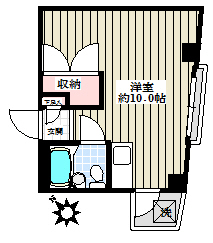 竹田コーポ 3階 1Rの間取り