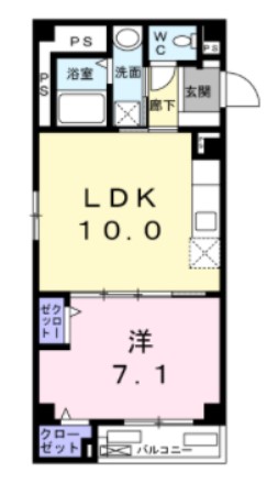 【築浅】ガイア東大前 2階 1LDKの間取り