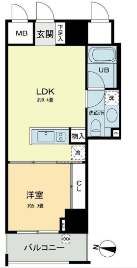 ベルファース本郷弓町 7階 1LDKの間取り
