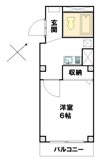 シャローム根津 2階 1Kの間取り