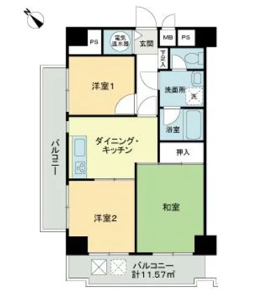 ライオンズプラザお茶の水 5階 3DKの間取り