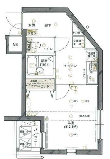 フォルトゥナ小石川 2階 1Kの間取り