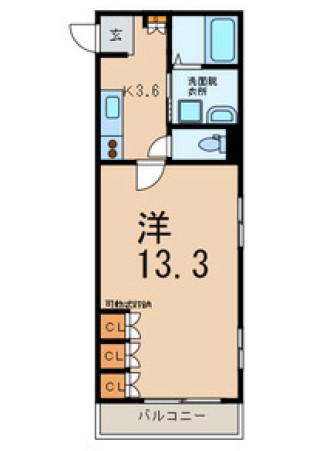 ボヌール音羽 4階 1Kの間取り