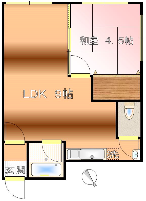 宮嶋ビル 1階 1LDKの間取り