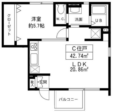 スカーラ千駄木 2階 1LDKの間取り