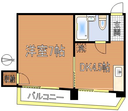 篠ビル 3階 1DKの間取り