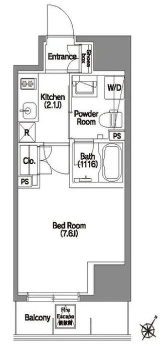 ELSTANZA（エルスタンザ）文京根津 5階 1Kの間取り